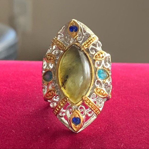 Rare Smokey Quartz Statement Ring Size 6.25/6.5 Stamped 316L SS Stainless Steel - Picture 3 of 17